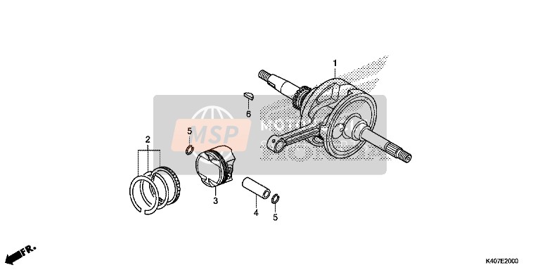 Honda NSS125D 2015 Cigüeñal/ Pistón para un 2015 Honda NSS125D